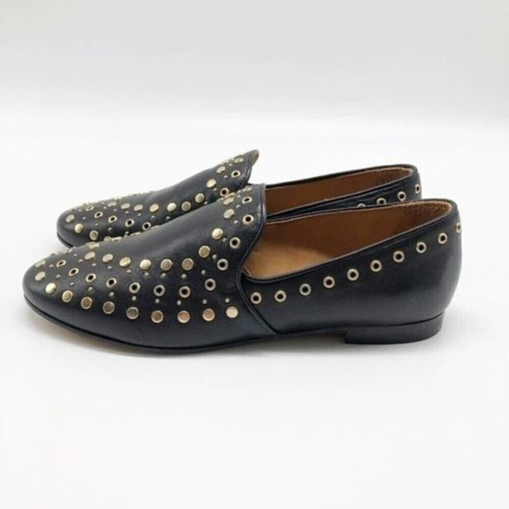 SANDRO Bary Black Leather Studded Loafers  - Picture 5 of 12